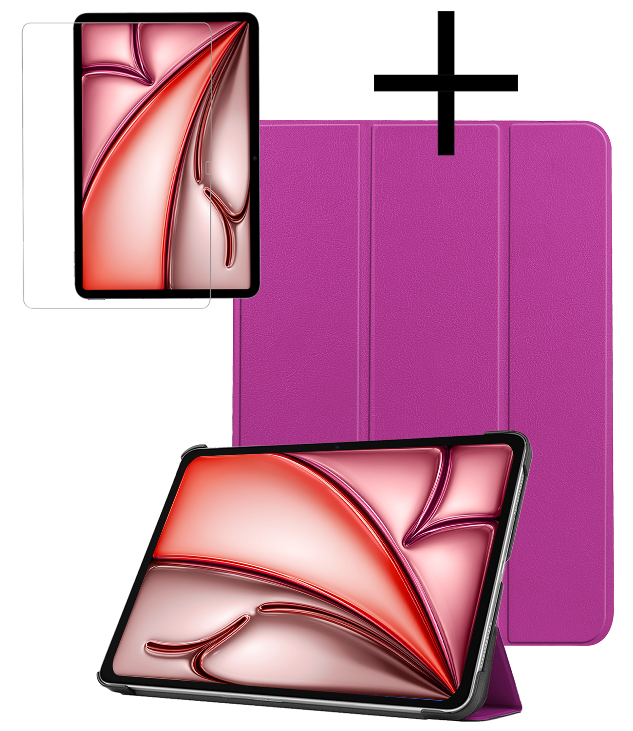 NoXx Hoesje Geschikt voor iPad Air 6 (11 inch) Hoesje Case Hard Cover Hoes Book Case Met Screenprotector - Paars