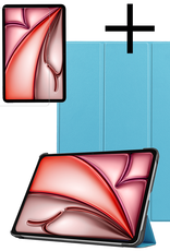 NoXx Hoesje Geschikt voor iPad Air 6 (11 inch) Hoesje Case Hard Cover Hoes Book Case Met Screenprotector - Lichtblauw