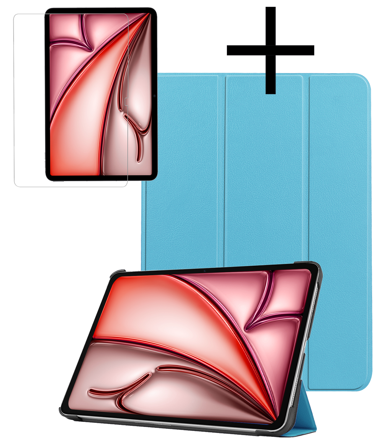 NoXx Hoesje Geschikt voor iPad Air 6 (11 inch) Hoesje Case Hard Cover Hoes Book Case Met Screenprotector - Lichtblauw