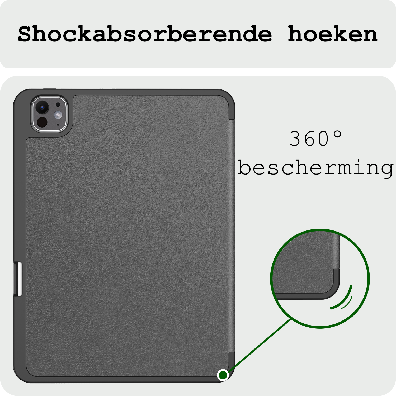 BASEY. Hoesje Geschikt voor iPad Pro 2024 (13 inch) Hoes Case Tablet Hoesje Tri-fold Met Uitsparing Geschikt voor Apple Pencil Met Screenprotector - Hoes Geschikt voor iPad Pro 2024 13 inch (7e generatie) Hoesje Hard Cover Bookcase Hoes - Grijs
