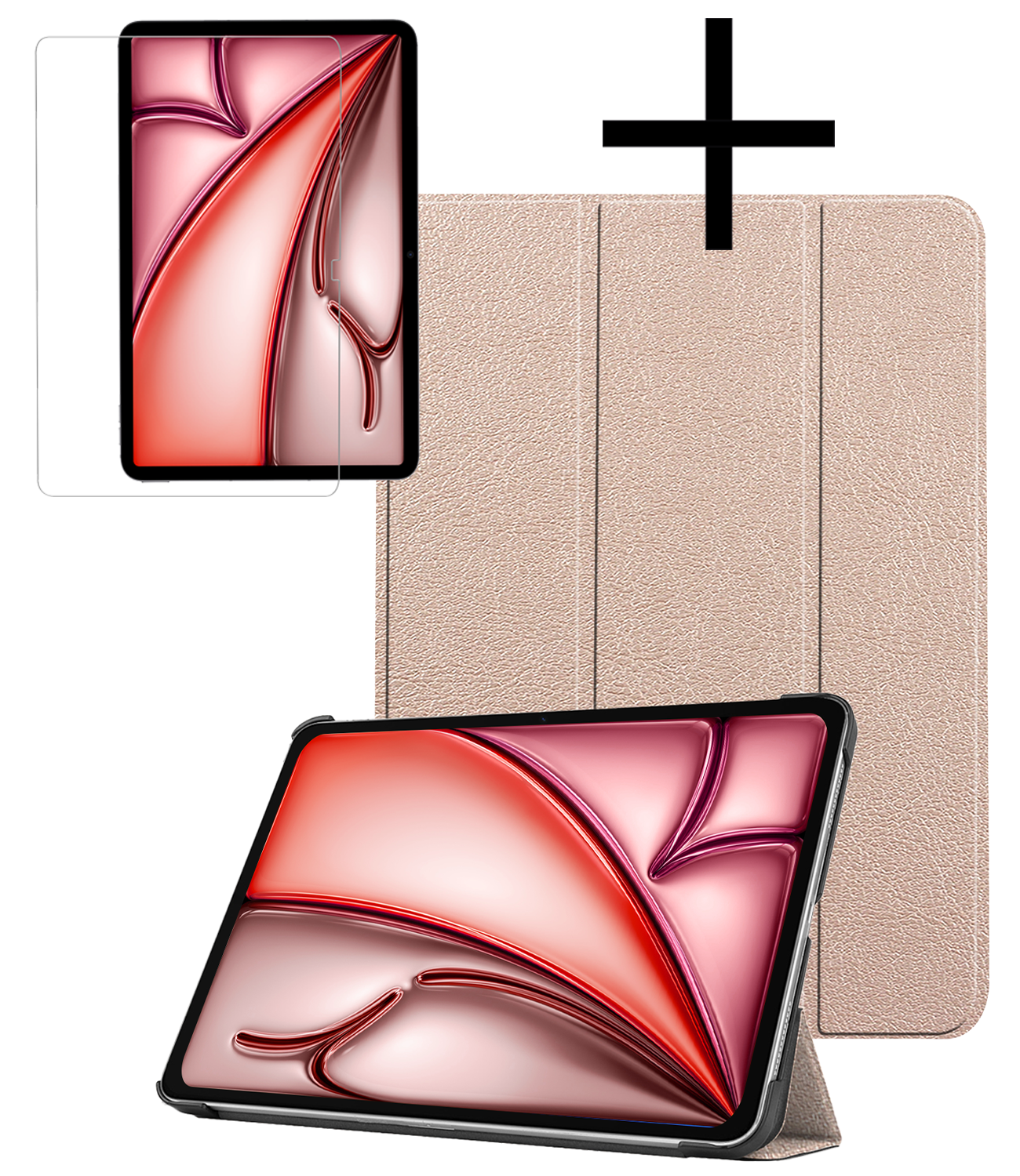 NoXx Hoesje Geschikt voor iPad Air 6 (11 inch) Hoesje Case Hard Cover Hoes Book Case Met Screenprotector - Goud