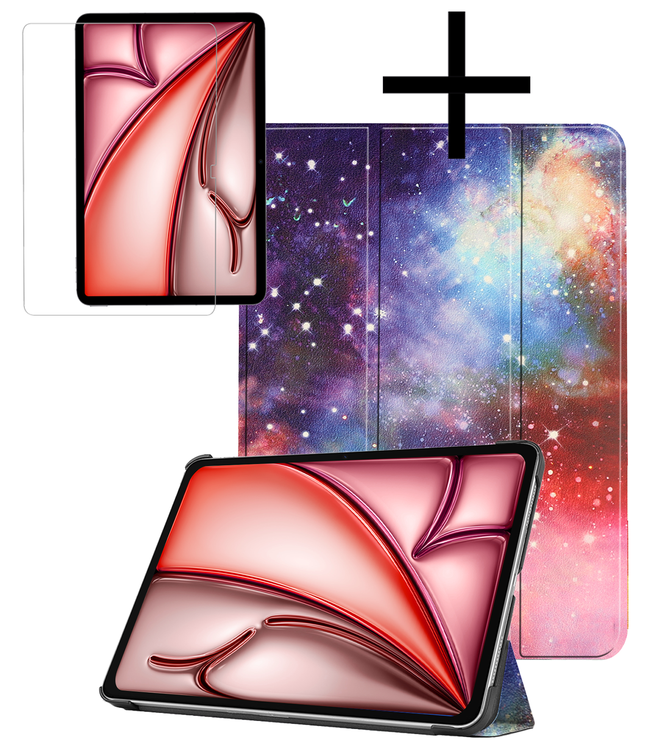 NoXx Hoesje Geschikt voor iPad Air 6 (11 inch) Hoesje Case Hard Cover Hoes Book Case Met Screenprotector - Galaxy