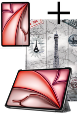 NoXx Hoesje Geschikt voor iPad Air 6 (11 inch) Hoesje Case Hard Cover Hoes Book Case Met Screenprotector - Eiffeltoren