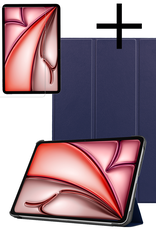 NoXx Hoesje Geschikt voor iPad Air 6 (11 inch) Hoesje Case Hard Cover Hoes Book Case Met Screenprotector - Donkerblauw