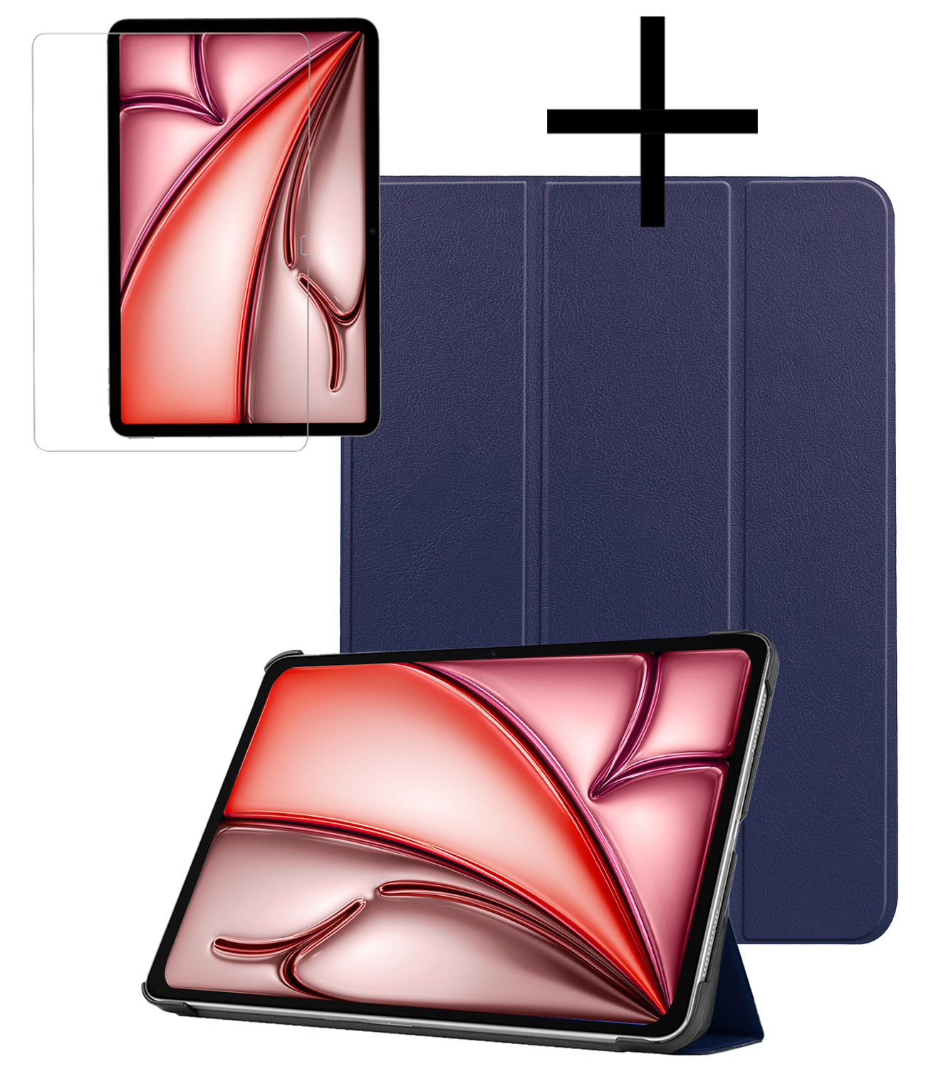 NoXx Hoesje Geschikt voor iPad Air 6 (11 inch) Hoesje Case Hard Cover Hoes Book Case Met Screenprotector - Donkerblauw