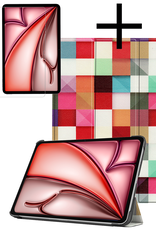 NoXx Hoesje Geschikt voor iPad Air 6 (11 inch) Hoesje Case Hard Cover Hoes Book Case Met Screenprotector - Blokken