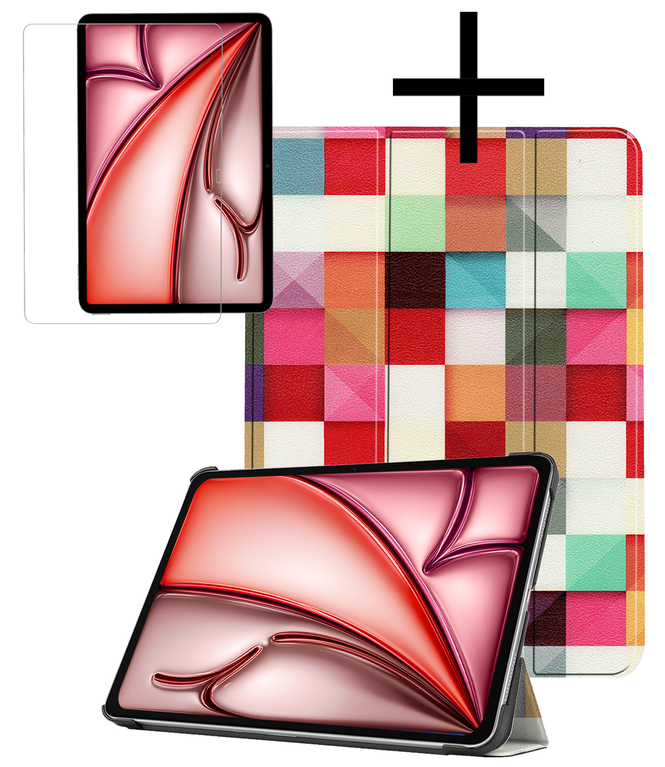 NoXx Hoesje Geschikt voor iPad Air 6 (11 inch) Hoesje Case Hard Cover Hoes Book Case Met Screenprotector - Blokken