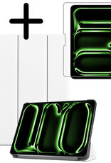 BASEY. Hoesje Geschikt voor iPad Pro 2024 (11 inch) Hoes Case Tablet Hoesje Tri-fold Met Screenprotector - Hoes Geschikt voor iPad Pro 2024 11 inch (7e generatie) Hoesje Hard Cover Bookcase Hoes - Wit