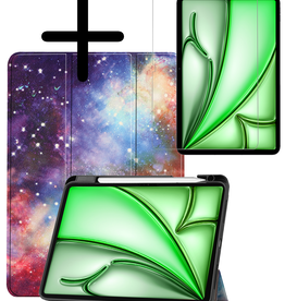 BASEY. BASEY. iPad Air 6 (13 inch) Hoesje Met Uitsparing Apple Pencil Met Screenprotector - Galaxy