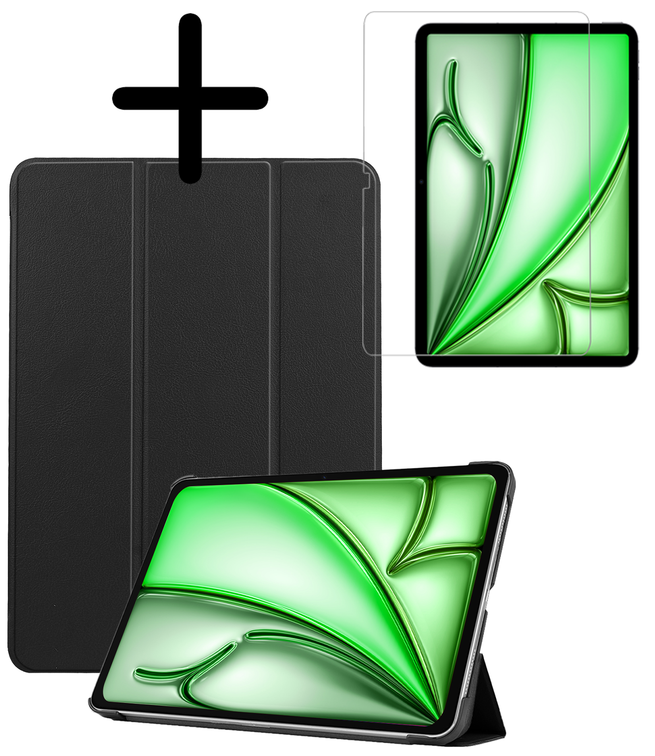 BASEY. Hoesje Geschikt voor iPad Air 6 (13 inch) Hoes Case Tablet Hoesje Tri-fold Met Screenprotector - Hoes Geschikt voor iPad Air 2024 (13 inch) Hoesje Hard Cover Bookcase Hoes - Zwart