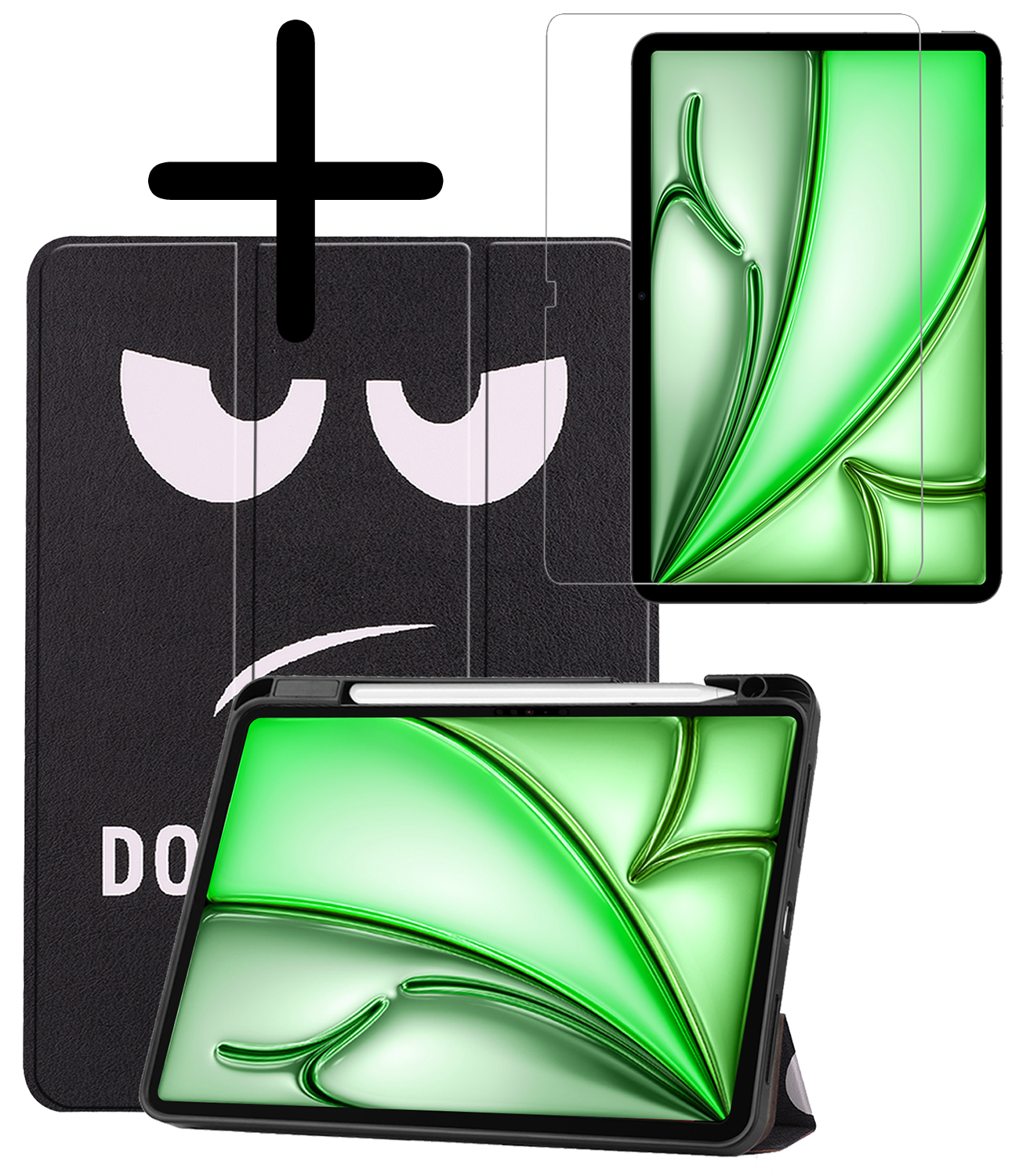 BASEY. Hoesje Geschikt voor iPad Air 6 (11 inch) Hoes Case Tablet Hoesje Tri-fold Met Uitsparing Geschikt voor Apple Pencil Met Screenprotector - Hoes Geschikt voor iPad Air 2024 (11 inch) Hoesje Hard Cover Bookcase Hoes - Don't Touch Me