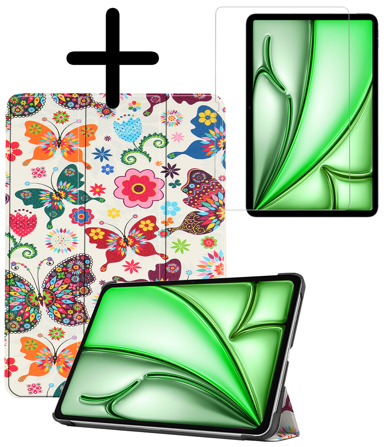 BASEY. iPad Air 2024 Hoes Book Case Met Screenprotector - iPad Air 6 (11 inch) Hoesje Cover Case - Vlinders