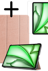 BASEY. Hoesje Geschikt voor iPad Air 6 (11 inch) Hoes Case Tablet Hoesje Tri-fold Met Screenprotector - Hoes Geschikt voor iPad Air 2024 (11 inch) Hoesje Hard Cover Bookcase Hoes - Rosé goud