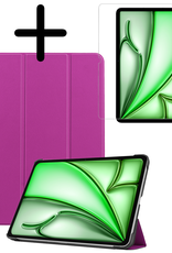 BASEY. Hoesje Geschikt voor iPad Air 6 (11 inch) Hoes Case Tablet Hoesje Tri-fold Met Screenprotector - Hoes Geschikt voor iPad Air 2024 (11 inch) Hoesje Hard Cover Bookcase Hoes - Paars