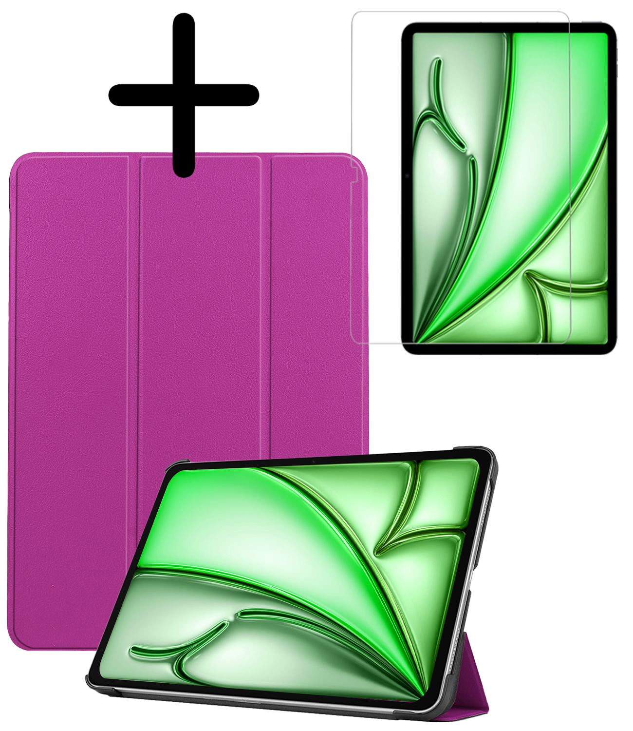 BASEY. Hoesje Geschikt voor iPad Air 6 (11 inch) Hoes Case Tablet Hoesje Tri-fold Met Screenprotector - Hoes Geschikt voor iPad Air 2024 (11 inch) Hoesje Hard Cover Bookcase Hoes - Paars