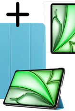 BASEY. Hoesje Geschikt voor iPad Air 6 (11 inch) Hoes Case Tablet Hoesje Tri-fold Met Screenprotector - Hoes Geschikt voor iPad Air 2024 (11 inch) Hoesje Hard Cover Bookcase Hoes - Lichtblauw