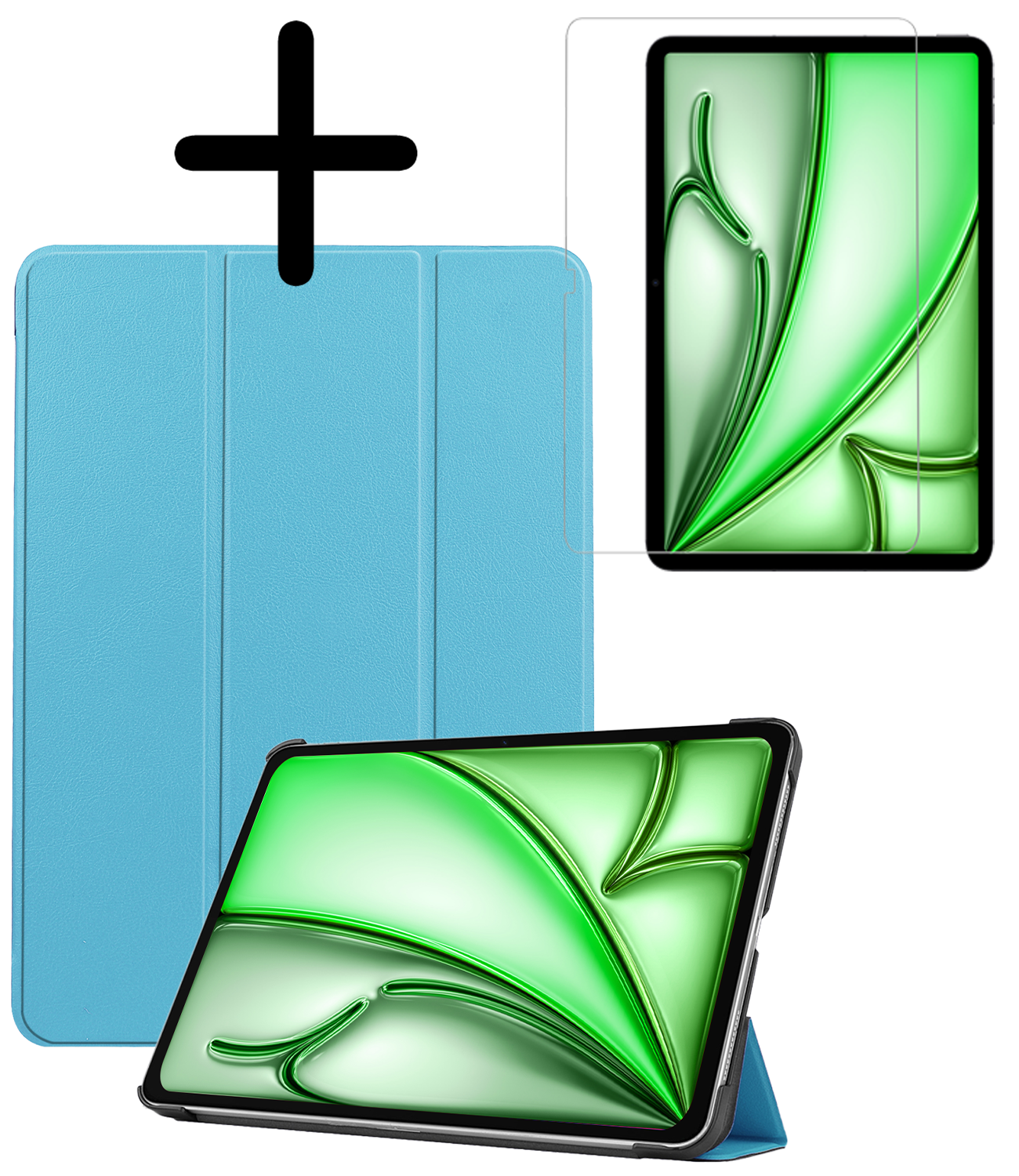 BASEY. Hoesje Geschikt voor iPad Air 6 (11 inch) Hoes Case Tablet Hoesje Tri-fold Met Screenprotector - Hoes Geschikt voor iPad Air 2024 (11 inch) Hoesje Hard Cover Bookcase Hoes - Lichtblauw