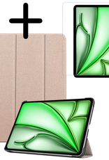 BASEY. Hoesje Geschikt voor iPad Air 6 (11 inch) Hoes Case Tablet Hoesje Tri-fold Met Screenprotector - Hoes Geschikt voor iPad Air 2024 (11 inch) Hoesje Hard Cover Bookcase Hoes - Goud