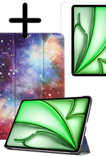BASEY. Hoesje Geschikt voor iPad Air 6 (11 inch) Hoes Case Tablet Hoesje Tri-fold Met Screenprotector - Hoes Geschikt voor iPad Air 2024 (11 inch) Hoesje Hard Cover Bookcase Hoes - Galaxy