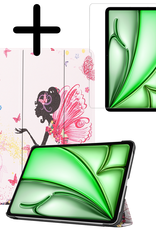 BASEY. Hoesje Geschikt voor iPad Air 6 (11 inch) Hoes Case Tablet Hoesje Tri-fold Met Screenprotector - Hoes Geschikt voor iPad Air 2024 (11 inch) Hoesje Hard Cover Bookcase Hoes - Elfje