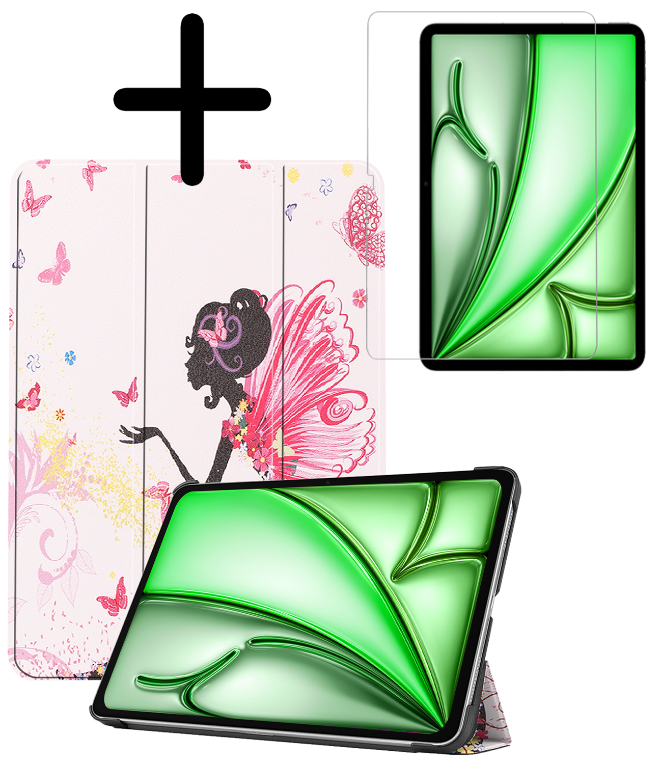 BASEY. Hoesje Geschikt voor iPad Air 6 (11 inch) Hoes Case Tablet Hoesje Tri-fold Met Screenprotector - Hoes Geschikt voor iPad Air 2024 (11 inch) Hoesje Hard Cover Bookcase Hoes - Elfje