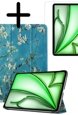 BASEY. Hoesje Geschikt voor iPad Air 6 (11 inch) Hoes Case Tablet Hoesje Tri-fold Met Screenprotector - Hoes Geschikt voor iPad Air 2024 (11 inch) Hoesje Hard Cover Bookcase Hoes - Bloesem
