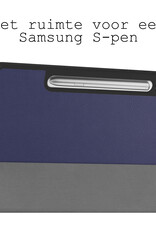 BASEY. Hoesje Geschikt voor Samsung Galaxy Tab S9 FE Plus Hoes Case Tablet Hoesje Tri-fold Met Uitsparing Geschikt voor S Pen - Hoes Geschikt voor Samsung Tab S9 FE Plus Hoesje Hard Cover Bookcase Hoes - Donkerblauw