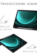 BASEY. Hoesje Geschikt voor Samsung Galaxy Tab S9 FE Plus Hoes Case Tablet Hoesje Tri-fold Met Uitsparing Geschikt voor S Pen - Hoes Geschikt voor Samsung Tab S9 FE Plus Hoesje Hard Cover Bookcase Hoes - Donkergroen