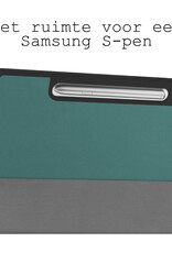 BASEY. Hoesje Geschikt voor Samsung Galaxy Tab S9 FE Plus Hoes Case Tablet Hoesje Tri-fold Met Uitsparing Geschikt voor S Pen - Hoes Geschikt voor Samsung Tab S9 FE Plus Hoesje Hard Cover Bookcase Hoes - Donkergroen