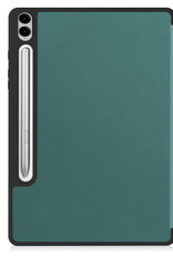 BASEY. Hoesje Geschikt voor Samsung Galaxy Tab S9 FE Plus Hoes Case Tablet Hoesje Tri-fold Met Uitsparing Geschikt voor S Pen - Hoes Geschikt voor Samsung Tab S9 FE Plus Hoesje Hard Cover Bookcase Hoes - Donkergroen
