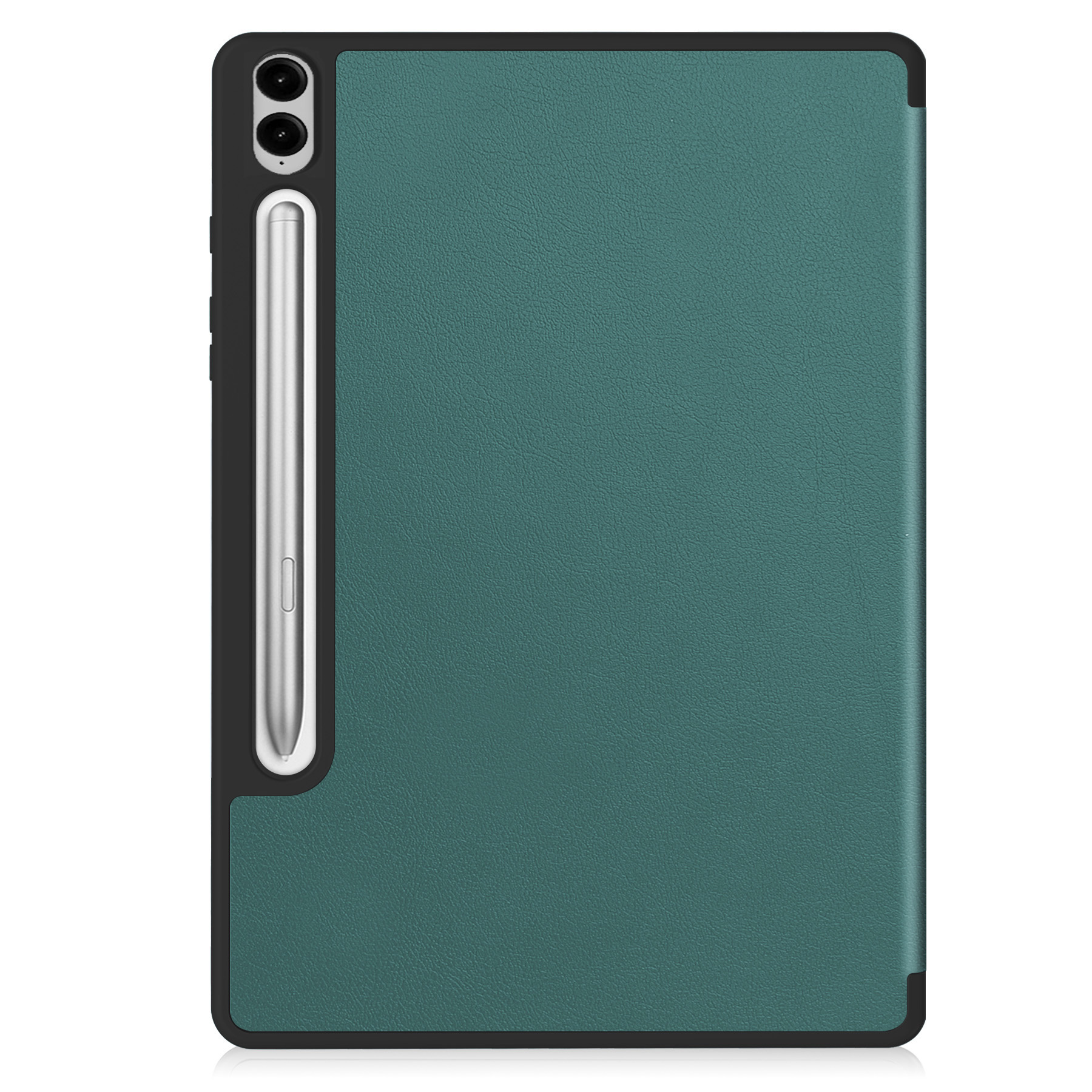 BASEY. Hoesje Geschikt voor Samsung Galaxy Tab S9 FE Plus Hoes Case Tablet Hoesje Tri-fold Met Uitsparing Geschikt voor S Pen - Hoes Geschikt voor Samsung Tab S9 FE Plus Hoesje Hard Cover Bookcase Hoes - Donkergroen