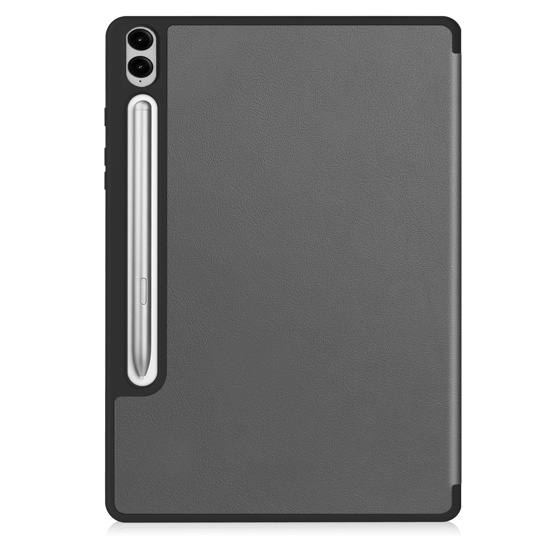 BASEY. Hoesje Geschikt voor Samsung Galaxy Tab S9 FE Plus Hoes Case Tablet Hoesje Tri-fold Met Uitsparing Geschikt voor S Pen - Hoes Geschikt voor Samsung Tab S9 FE Plus Hoesje Hard Cover Bookcase Hoes - Grijs