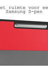 BASEY. Hoesje Geschikt voor Samsung Galaxy Tab S9 FE Plus Hoes Case Tablet Hoesje Tri-fold Met Uitsparing Geschikt voor S Pen - Hoes Geschikt voor Samsung Tab S9 FE Plus Hoesje Hard Cover Bookcase Hoes - Rood