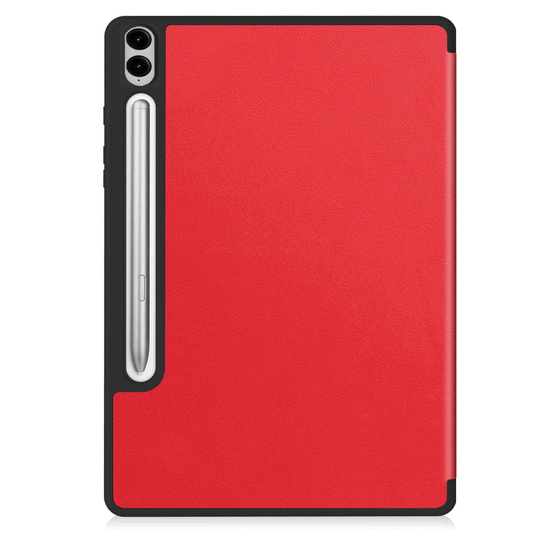 BASEY. Hoesje Geschikt voor Samsung Galaxy Tab S9 FE Plus Hoes Case Tablet Hoesje Tri-fold Met Uitsparing Geschikt voor S Pen - Hoes Geschikt voor Samsung Tab S9 FE Plus Hoesje Hard Cover Bookcase Hoes - Rood