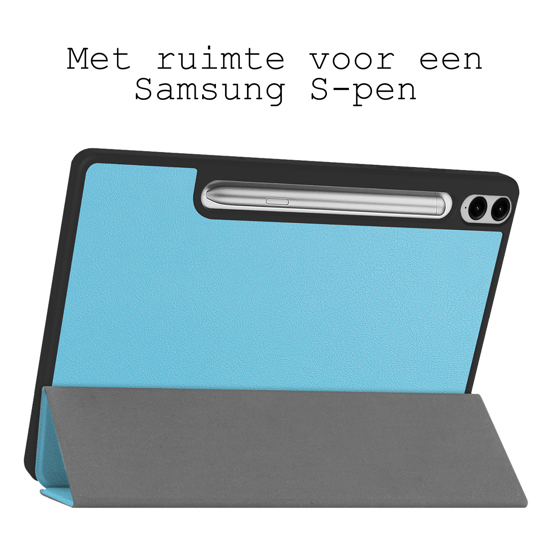 BASEY. Hoesje Geschikt voor Samsung Galaxy Tab S9 FE Plus Hoes Case Tablet Hoesje Tri-fold Met Uitsparing Geschikt voor S Pen Met Screenprotector - Hoes Geschikt voor Samsung Tab S9 FE Plus Hoesje Hard Cover Bookcase Hoes - Lichtblauw