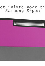 BASEY. Hoesje Geschikt voor Samsung Galaxy Tab S9 FE Plus Hoes Case Tablet Hoesje Tri-fold Met Uitsparing Geschikt voor S Pen Met Screenprotector - Hoes Geschikt voor Samsung Tab S9 FE Plus Hoesje Hard Cover Bookcase Hoes - Paars