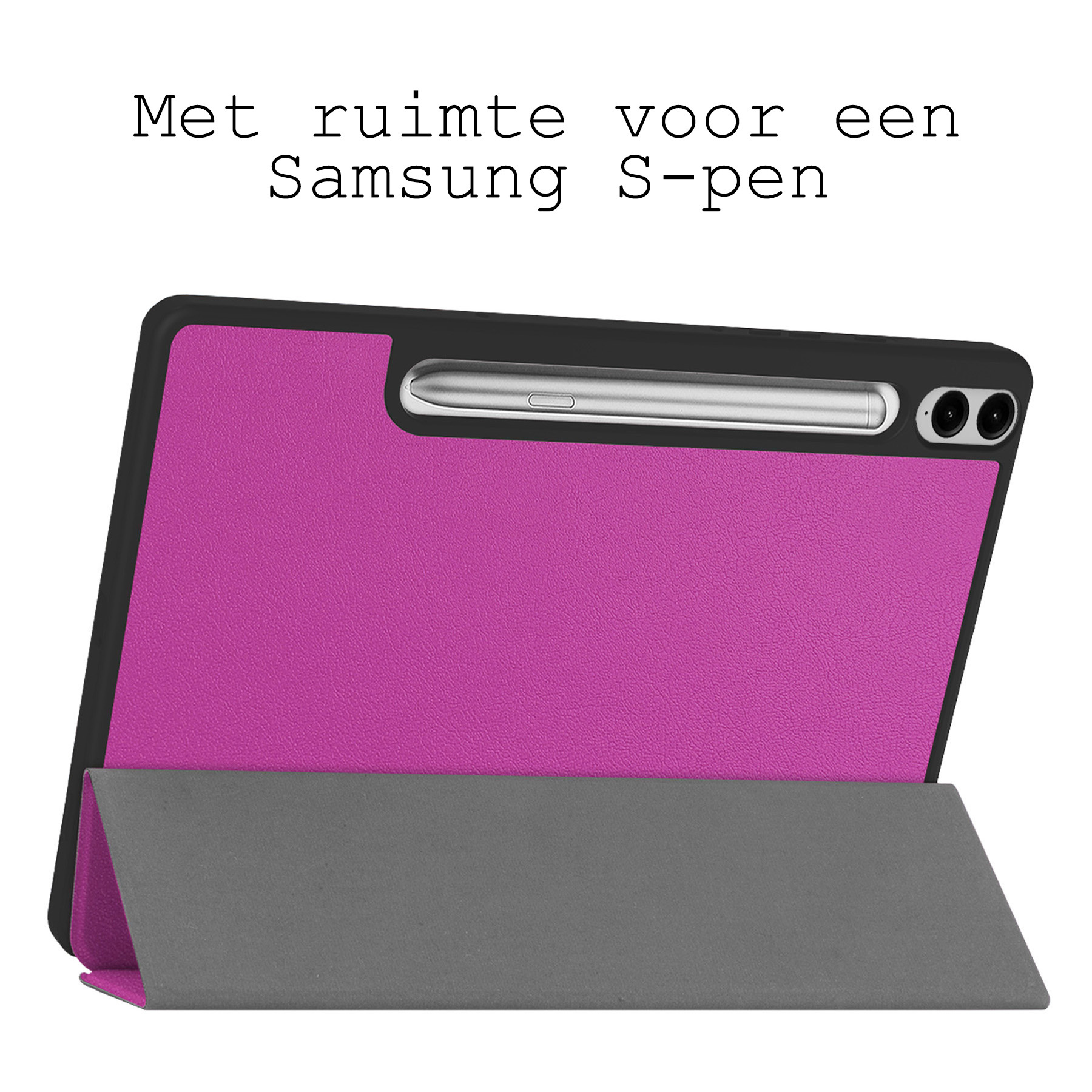 BASEY. Hoesje Geschikt voor Samsung Galaxy Tab S9 FE Plus Hoes Case Tablet Hoesje Tri-fold Met Uitsparing Geschikt voor S Pen Met Screenprotector - Hoes Geschikt voor Samsung Tab S9 FE Plus Hoesje Hard Cover Bookcase Hoes - Paars