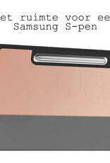 BASEY. Hoesje Geschikt voor Samsung Galaxy Tab S9 FE Plus Hoes Case Tablet Hoesje Tri-fold Met Uitsparing Geschikt voor S Pen Met Screenprotector - Hoes Geschikt voor Samsung Tab S9 FE Plus Hoesje Hard Cover Bookcase Hoes - Rosé Goud