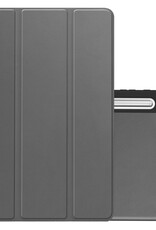 NoXx Hoesje Geschikt voor Samsung Galaxy Tab S9 FE Plus Hoesje Case Hard Cover Hoes Book Case Met Uitsparing Geschikt voor S Pen - Grijs