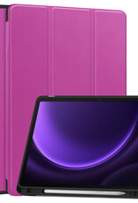 Nomfy Hoes Geschikt voor Samsung Galaxy Tab S9 FE Plus Hoes Tri-fold Tablet Hoesje Case Met Uitsparing Geschikt voor S Pen - Hoesje Geschikt voor Samsung Tab S9 FE Plus Hoesje Hardcover Bookcase - Paars