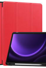 Nomfy Hoes Geschikt voor Samsung Galaxy Tab S9 FE Plus Hoes Tri-fold Tablet Hoesje Case Met Uitsparing Geschikt voor S Pen - Hoesje Geschikt voor Samsung Tab S9 FE Plus Hoesje Hardcover Bookcase - Rood