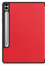 Nomfy Hoes Geschikt voor Samsung Galaxy Tab S9 FE Plus Hoes Tri-fold Tablet Hoesje Case Met Uitsparing Geschikt voor S Pen - Hoesje Geschikt voor Samsung Tab S9 FE Plus Hoesje Hardcover Bookcase - Rood