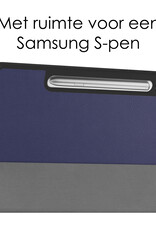 NoXx Hoesje Geschikt voor Samsung Galaxy Tab S9 FE Plus Hoesje Case Hard Cover Hoes Book Case Met Uitsparing Geschikt voor S Pen Met Screenprotector - Donkerblauw