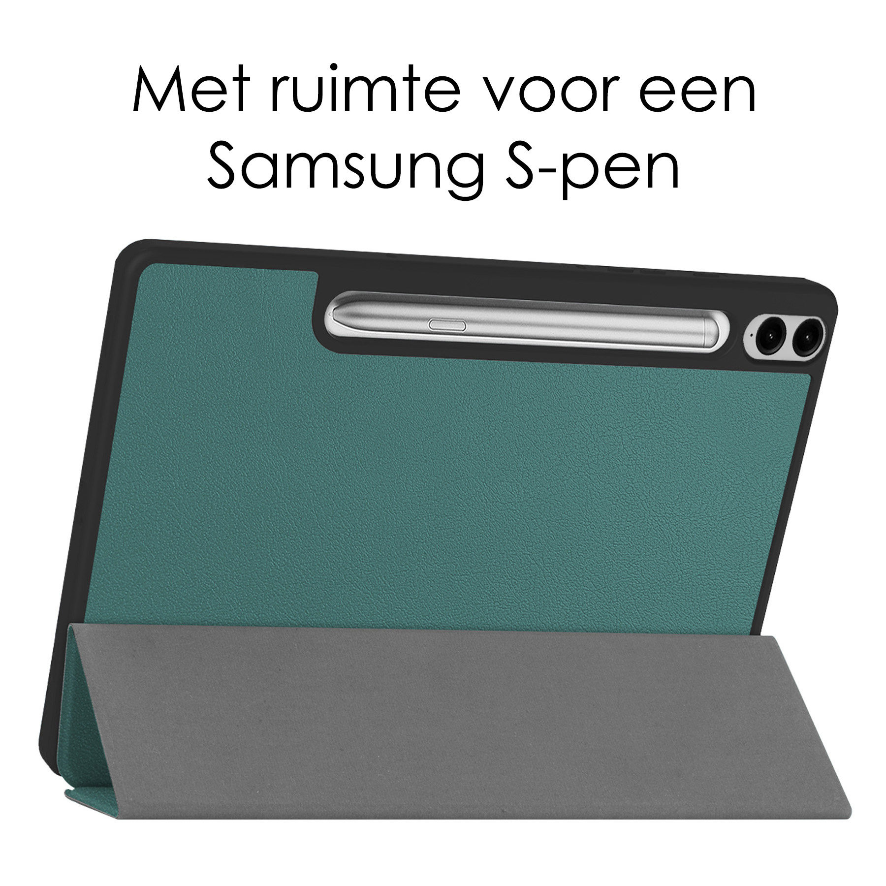 NoXx Hoesje Geschikt voor Samsung Galaxy Tab S9 FE Plus Hoesje Case Hard Cover Hoes Book Case Met Uitsparing Geschikt voor S Pen Met Screenprotector - Donkergroen
