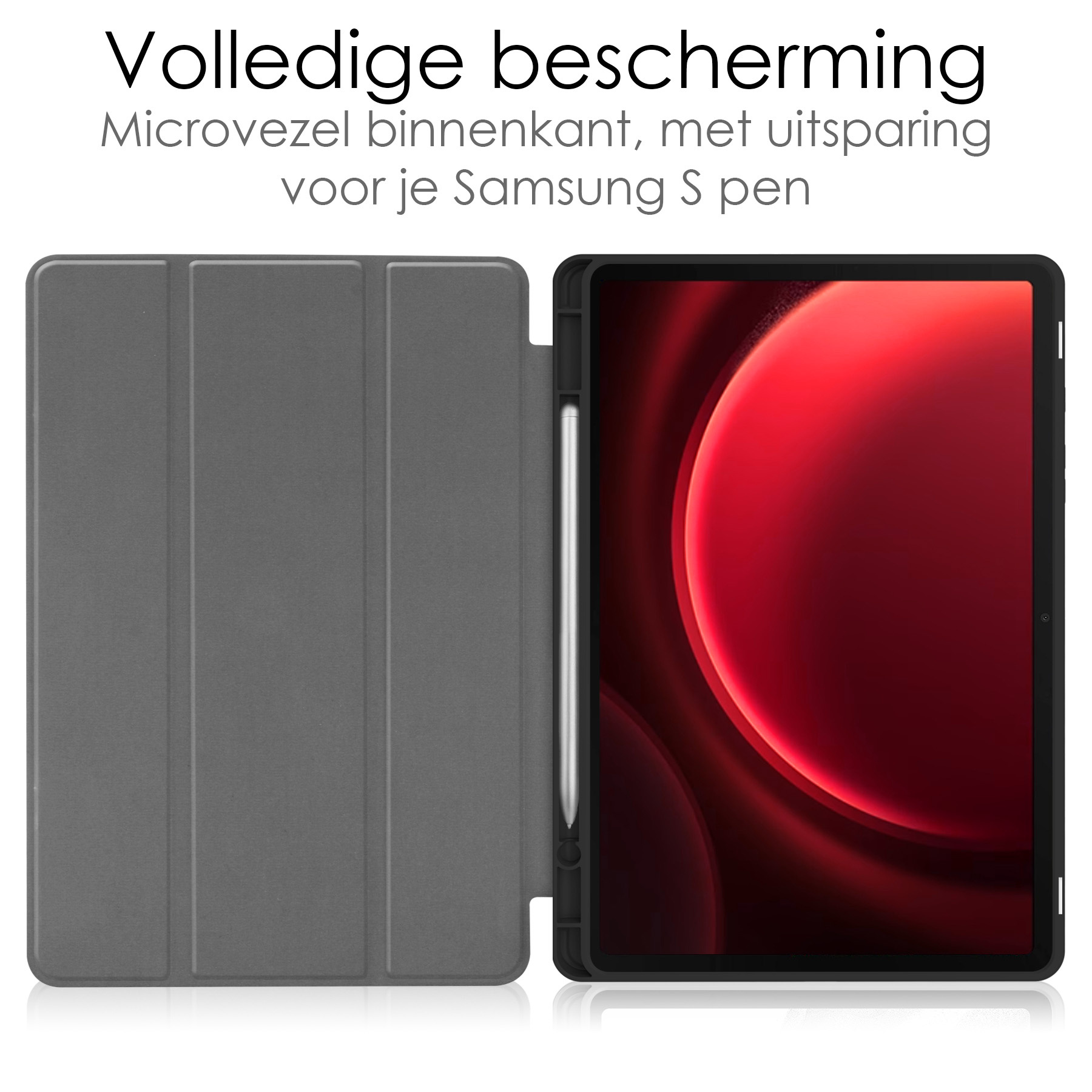 NoXx Hoesje Geschikt voor Samsung Galaxy Tab S9 FE Plus Hoesje Case Hard Cover Hoes Book Case Met Uitsparing Geschikt voor S Pen Met Screenprotector - Lichtblauw