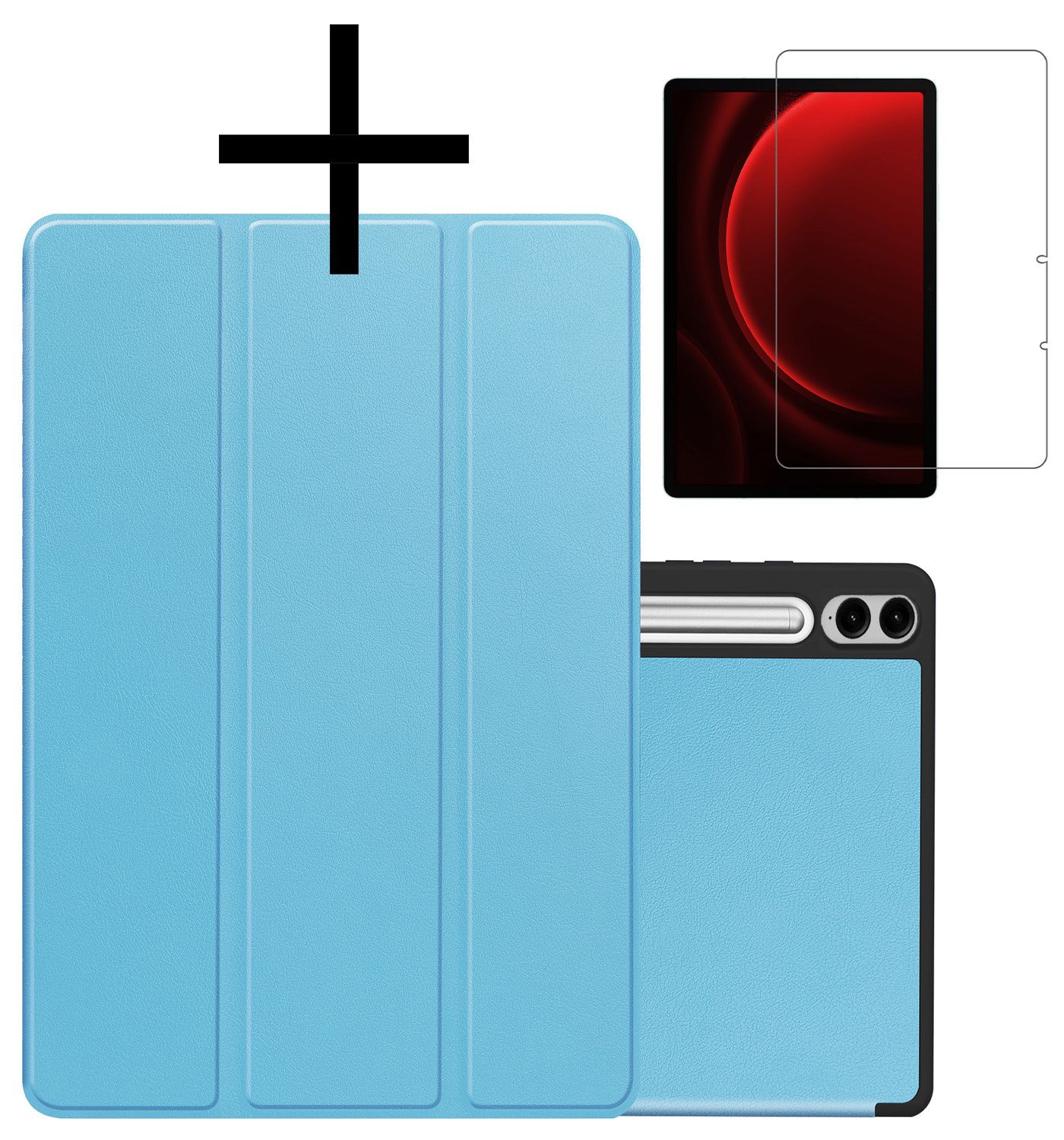 NoXx Hoesje Geschikt voor Samsung Galaxy Tab S9 FE Plus Hoesje Case Hard Cover Hoes Book Case Met Uitsparing Geschikt voor S Pen Met Screenprotector - Lichtblauw