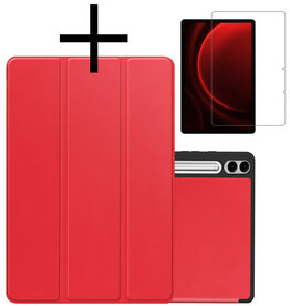 NoXx NoXx Samsung Galaxy Tab S9 FE Plus Hoesje Met Uitsparing S Pen Met Screenprotector - Rood