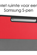 NoXx Hoesje Geschikt voor Samsung Galaxy Tab S9 FE Plus Hoesje Case Hard Cover Hoes Book Case Met Uitsparing Geschikt voor S Pen Met Screenprotector - Rood