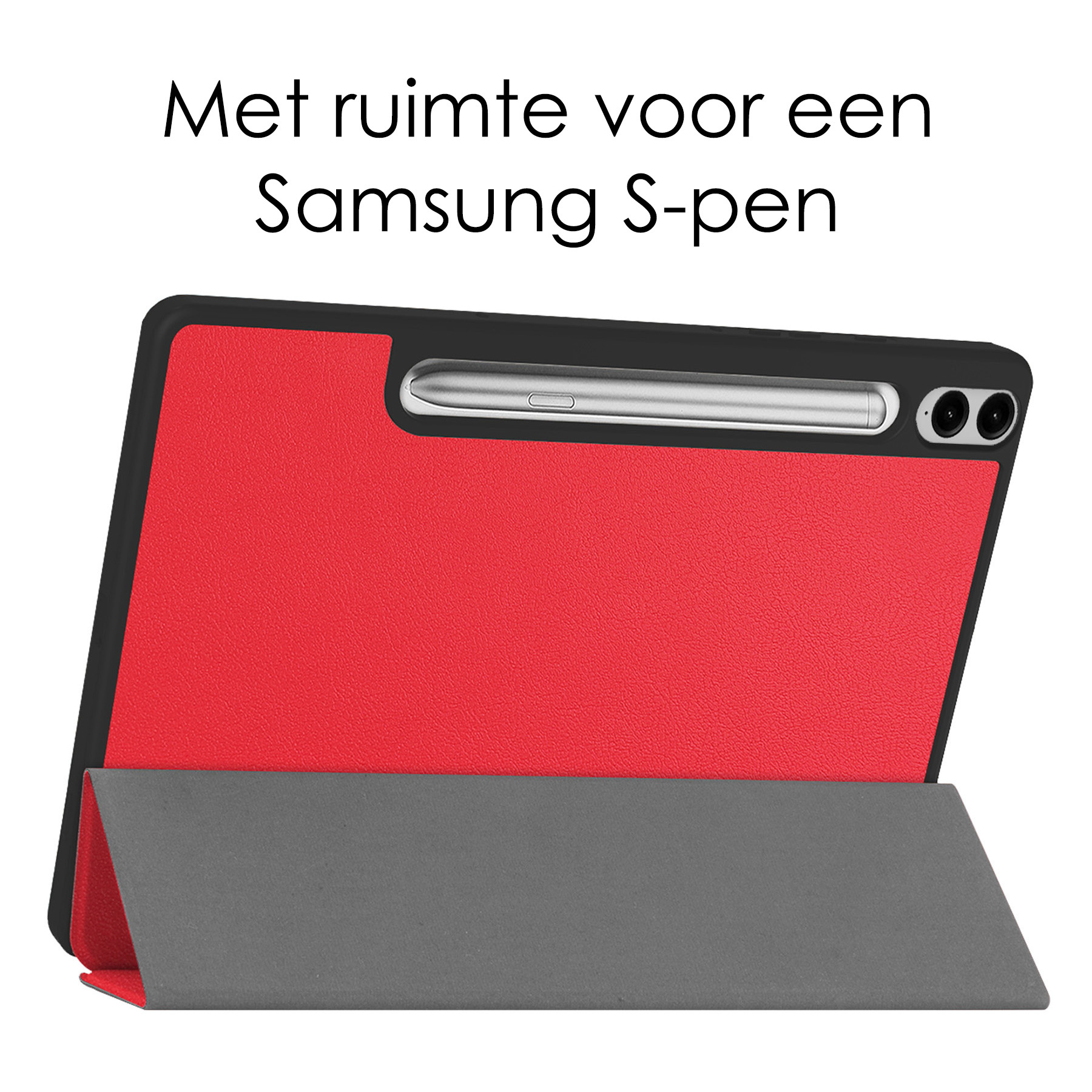 NoXx Hoesje Geschikt voor Samsung Galaxy Tab S9 FE Plus Hoesje Case Hard Cover Hoes Book Case Met Uitsparing Geschikt voor S Pen Met Screenprotector - Rood