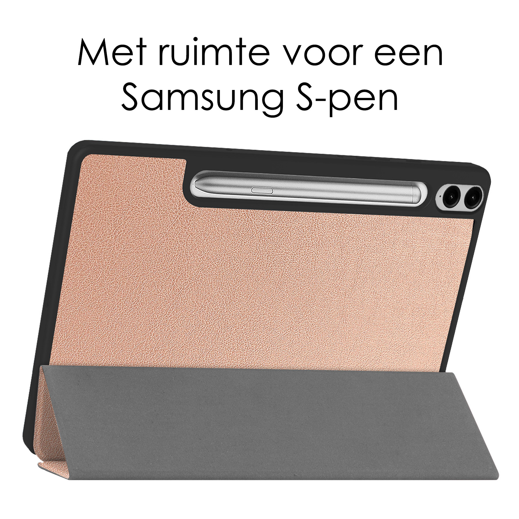 NoXx Hoesje Geschikt voor Samsung Galaxy Tab S9 FE Plus Hoesje Case Hard Cover Hoes Book Case Met Uitsparing Geschikt voor S Pen Met Screenprotector - Rosé Goud